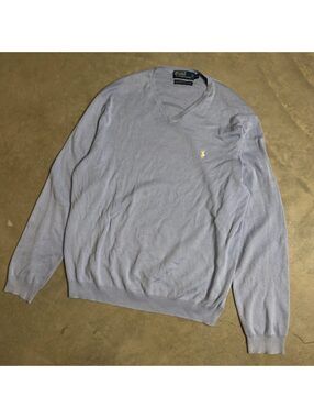 Polo Ralph Lauren Pima V Neck Sweater Mens XL Blue